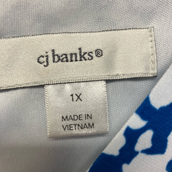 cj banks, dress, blue & white print, 1X - Picture 5 of 5